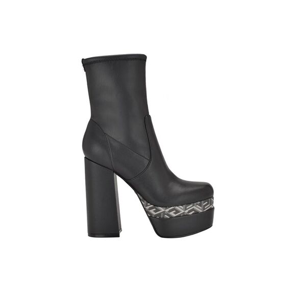 GUESS Womens Black 2" Platform Caballa Square Toe Block Heel Booties 9.5 M - Picture 2 of 4